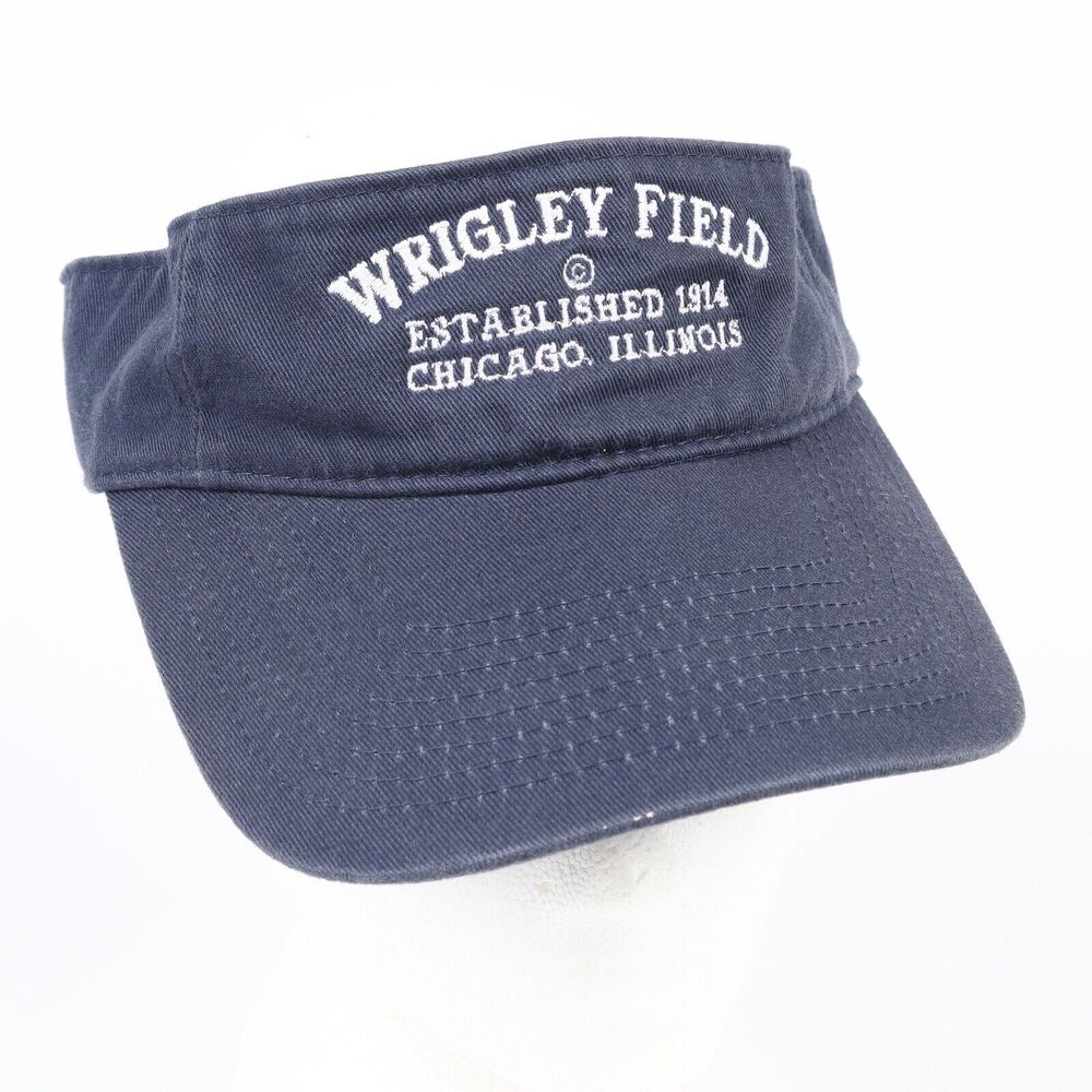 Wrigley Field Chicago Illinois Embroidered H&L Sun Visor by Nissun Cap Dark Blue